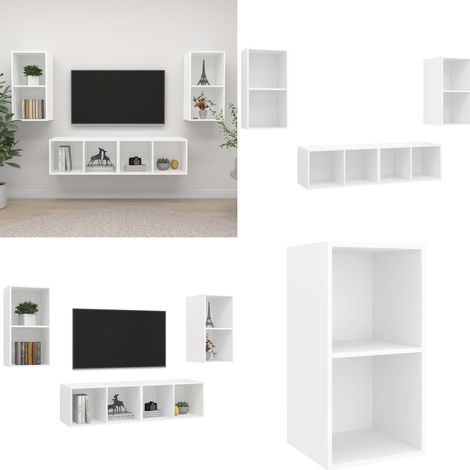 TV-Wandschränke 4 Stk. Weiß Holzwerkstoff - Wandregal - Holzwerkstoff (1/5)