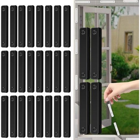 Anneaux de fixation pour fenêtres, 28 aimants anti-moustiques pour fenêtres, aimants autocollants pour fenêtres (noirs) (1/5)