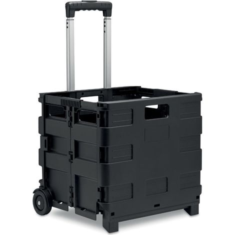 Caisse pliable - Chariot de courses - Caisse de courses - Avec roulettes - Pliable - 60 litres - Noir (1/3)