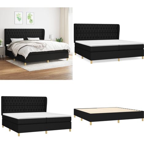 Boxspringbett mit Matratze Schwarz 200x200 cm Stoff - Boxspringbett - Doppelbett - Bett Mit Matratze - Schlafzimmermöbel - Massivholzmöbel - Home & Living