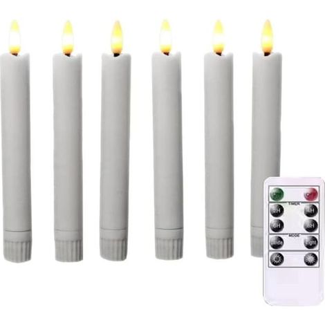 Bougies LED avec télécommande, ivoire, sans flamme, effet scintillant, lot de 6, 16 cm, à piles [GKS] 2 pièces