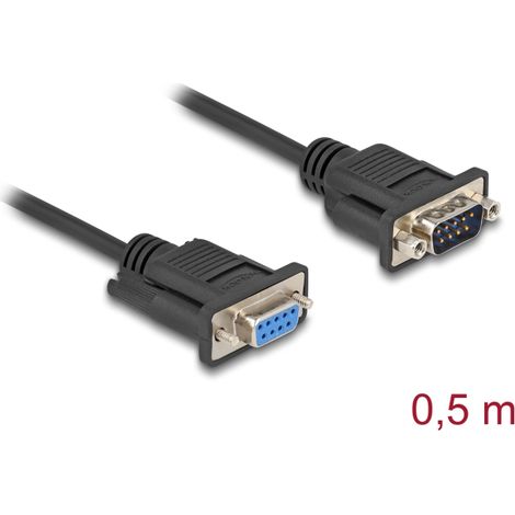 Delock Cable serie RS-232 D-Sub9 macho a hembra 0,5 m