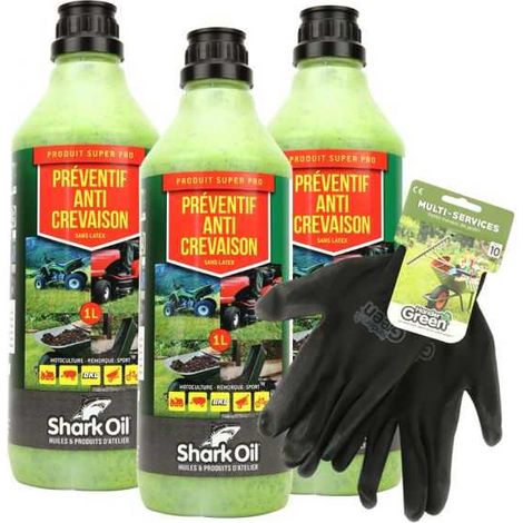 Préventif anti-crevaison Shark Oil OKO 1L par 3 + gants multi-services (1/5)