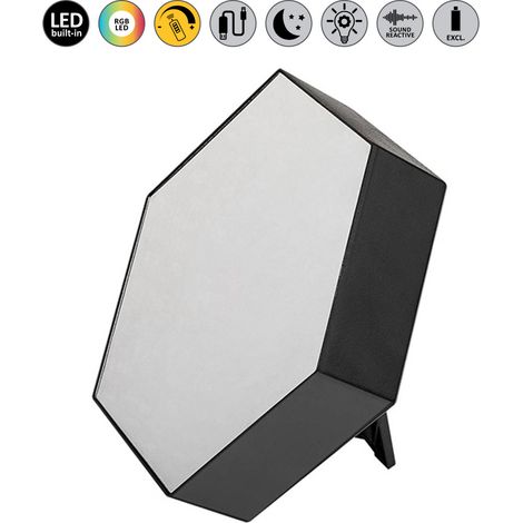 Lampe de table hexagonale noire RGB rechargeable Rabalux (1/5)