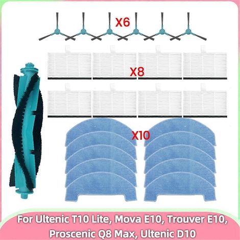 Filtre pour aspirateur brosse pour aspirateur Filtre de brosse pour aspirateur filtre de Main Side Brosse Filtre Serpillière pour T10 Lite/ E10/Trouver E10 / Q8 Max / D10 Aspirateur (1/5)