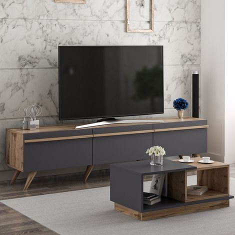 Muebles de Sala Lerici, Modular, 2 Estantes, 3 Puertas, Negro Antracita (1/5)