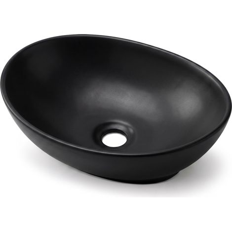 Vasque à poser ovale OVALIS céramique 41 cm Noir Mat (1/5)
