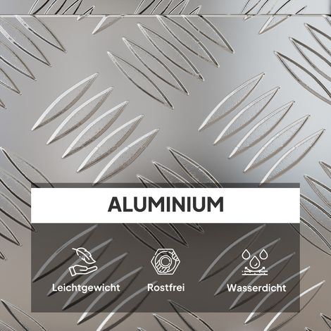 Coffre de rangement étanche en aluminium avec cadenas et clés, boîte à outils robuste 50x15,5x20,5 cm (1/4)