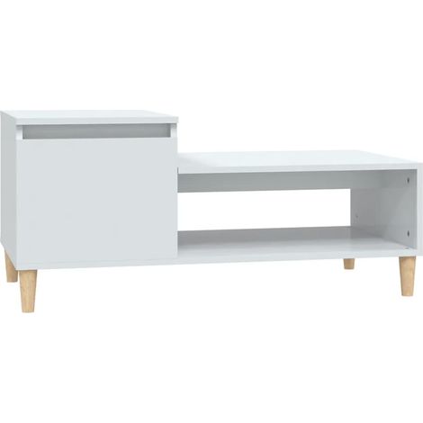 Mesa de centro de diseño moderno y contemporáneo 100 x 50 x 45 cm madera de ingeniería blanca DEC038050
