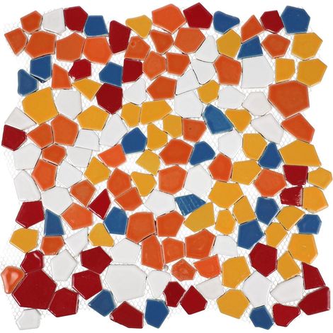 Colorful Ceramic Mosaic Tiles with Regular Edges, Irregular Shape, Easy for DIY, Interior and Garden Decoration, Handcrafted and Delicate (1/5)