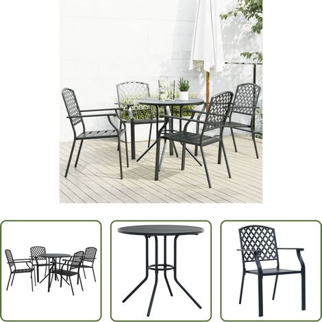 vidaXL Stapelbarer Stuhl -  Gartenstuhl-Set 5-tlg. Stapelbar Pulverbeschichteter Stahl (1/5)