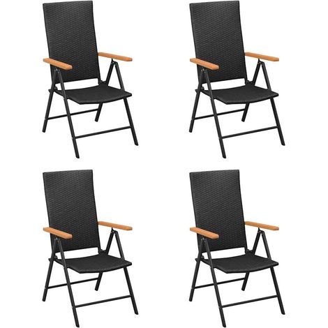 Lot de 4 Chaises de jardin - Chaises d'extérieur pour terrasse/jardin Résine tressée Noir BV834796 - BonneVie (1/5)