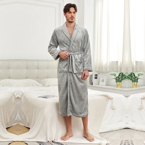 Robe de Chambre et Peignoir Chaud en Flanelle pour Homme et Ado (L) (1/4)