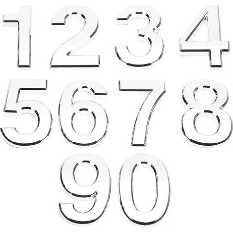 10 Pièces Numéros de Maison Adhésifs en Abs Argenté, Autocollants Faciles à Installer pour Portes et Boîtes aux Lettres, Design Simple pour Commerces et Boutiques (1/5)