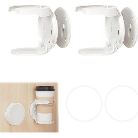 Lot de 2 supports universels blancs : porte-gobelet suspendu anti-déversement + compatible biberons, maison/voiture (1/5)