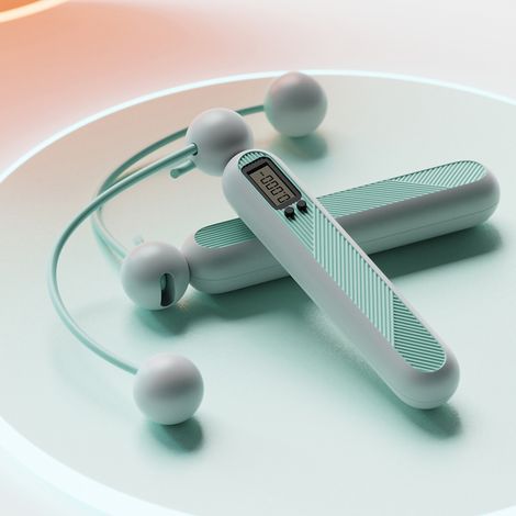 GARRYFIZH Corde à sauter sans fil pour l'entraînement physique avec compteur intelligent à l'extérieur et à l'intérieur, bleu glacier