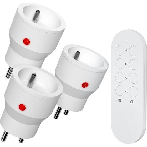 Prise Telecommande sans Fil, Prises Télécommandées Programmable 2300W, 80M de Distance de Contrôle dans la Zone Ouverte, Puissance dissipée faible, Fonction All ON All OFF (1/5)