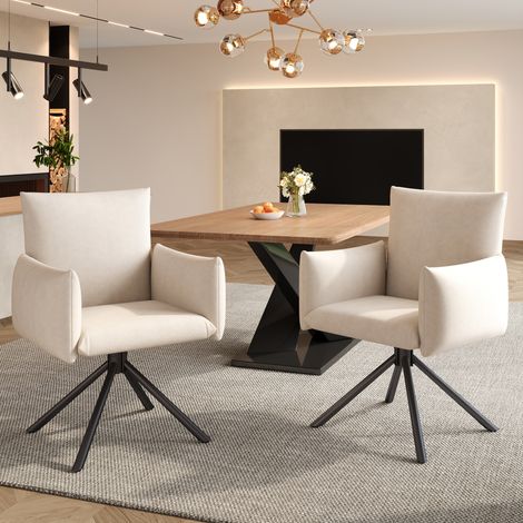 Sillas de comedor giratorias 360°, lote de 2, terciopelo beige, 60 x 60 x 88 cm DESVIAE (1/5)