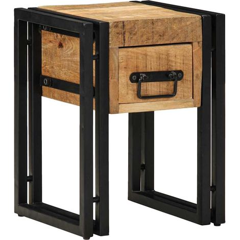 Beistelltisch mit Schubladen 30 x 30 x 40 cm Massivholz Mango