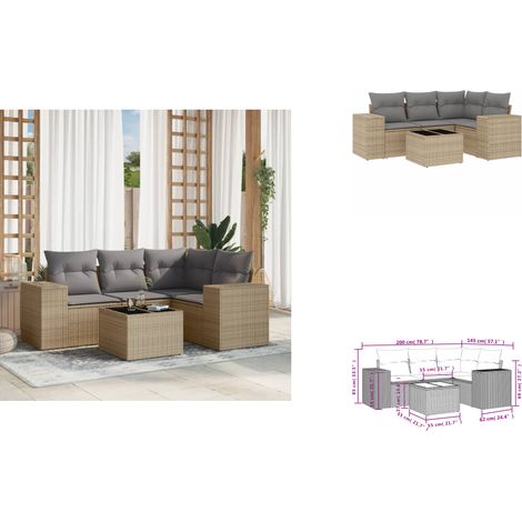 Salon de jardin avec coussins 5 pcs beige résine tressée - Ensemble Salon De Jardin - Meuble De Jardin - Résine Tressée - Rotin Synthétique - Mobilier Extérieur (1/3)