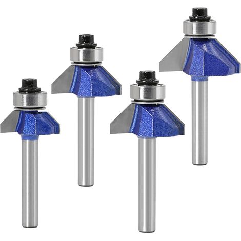 Fraise À Chanfreiner 45° 6mm Queue, 4 Pièces Trépans Carbure Pour Bois, Outil De Routage Découpe Bords, Fraises À Ébavurer Pour Défonçage, Embouts De Coupe Professionnels (1/5)