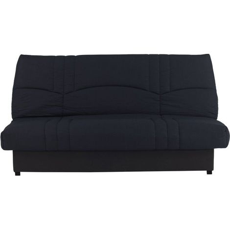 Canapé convertible Clic-clac - 3 places - Tissu Noir - 190 x 90 x 92 cm - PIXIE