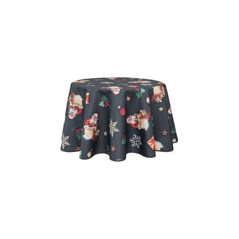 Promo Linge Nappe de Noël Ronde ou Rectangle - Tissu Antitache/Imperméable – Tradition – - anthracite - 160cm (1/2)