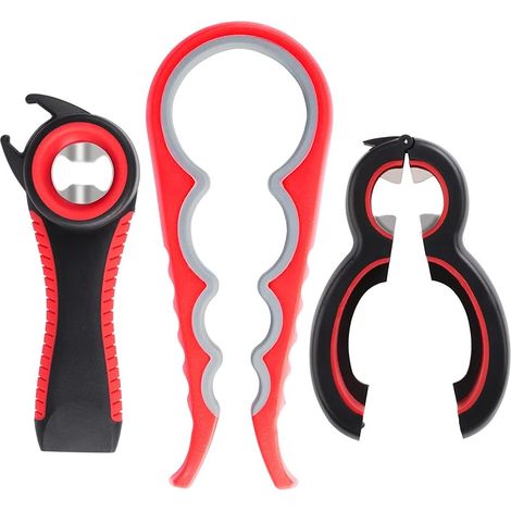 3 Pièces 6 en 1 Multifonctionnel Ouvre Bocal Manuel Facile Ouvre Canette Can Opener Caoutchouc Bocaux Pince à Bocaux Convient Mains Faibles,Personnes Âgées et Patients Souffrant D'arthrite (1/5)