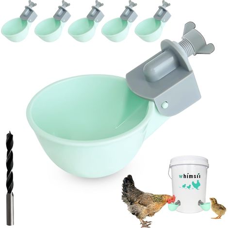 Set mit 6 Hühnertränken, auslaufsicheres System, fasst 50 % mehr Wasser, geeignet für Küken, Enten, Wachteln und Puten (1/5)