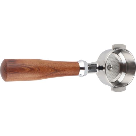 58-mm-Edelstahl-Siebträger für Kaffee und Tee, Einzelauslauf, Holzgriff, klassisches E-Design, thailändisches Rosenholz (1/5)