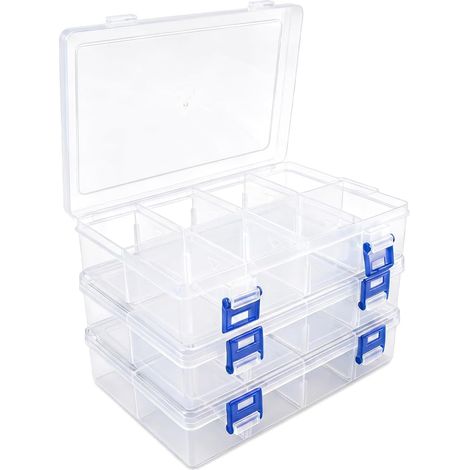 3-Piece Plastic Storage Box with 8 Compartments, 20x12.8x4.5cm (1/5)