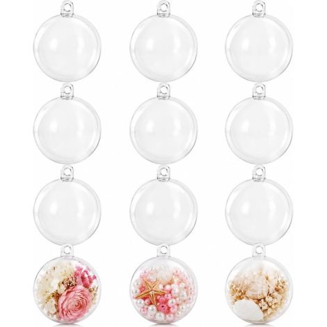 40 Boules Décoratives Transparentes à Remplir 4 Cm en Plastique Boucle Suspendre, Lot DIY pour Décoration de Noël, Mariage et Fêtes, Décoration Suspendue Créative (1/5)