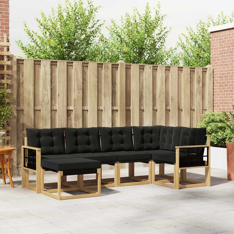 vidaXL Outdoor Sofa Set with Cushion 6 pcs White and Black (1/5)
