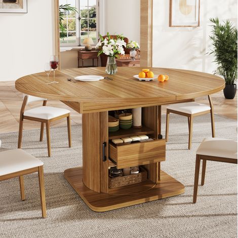 MEUBLIV Tavolo da pranzo allungabile 118-158 cm marrone scuro con contenitore, 6 posti (1/5)