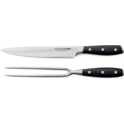 Outdoorchef Tranchierbesteck Premium, 2-teiliges Set aus Tranchiermesser und Fleischgabel, Edelstahl