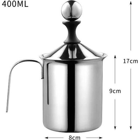 Activité-400ML Manuel Mousseur à Lait en Acier Inoxydable Batteur de Mousse Fouet de Cuisine Café Cappuccino Pot de Moussage (1/4)