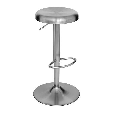 Lot de 2 Tabouret de bar ajustable et pivotant en acier chromé - Diamètre 41,5 x Hauteur 76 cm
