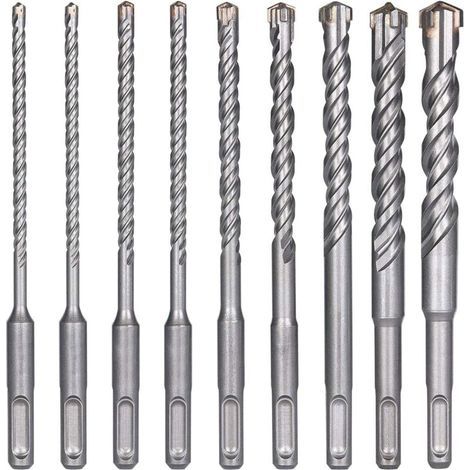 BUNTHAUS Betonbohrer, 9 Stück (5 mm x 16 x 160 mm), SDS-Plus-Schlagbohrer für Schlagbohrmaschinen, Kreuzbohrer für Ziegel, Stein, Naturstein, Metall