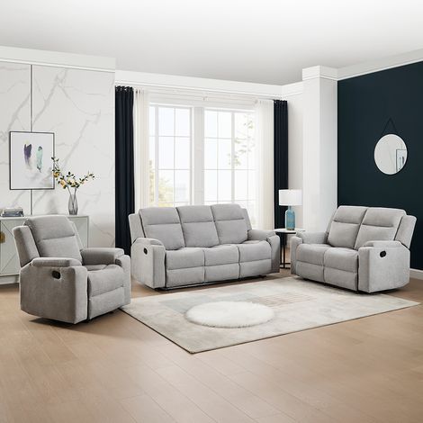 ORKA 1+2+3 SEATER FABRIC MANUAL RECLINER SOFA SET (Grey) (1/5)