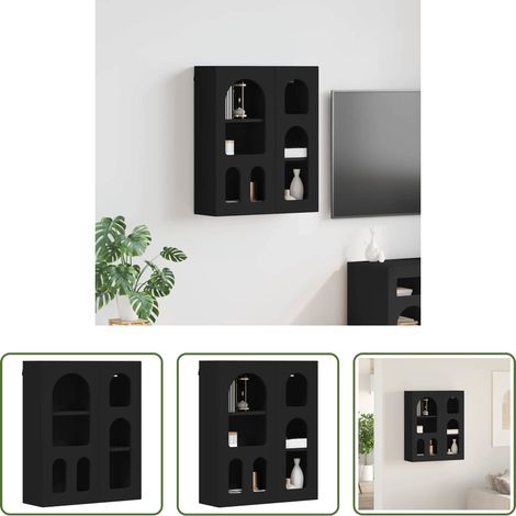 Holzwerkstoff - Hängeschrank mit Regal Schwarz 59 x 20 x 71,5 cm Holzwerkstoff