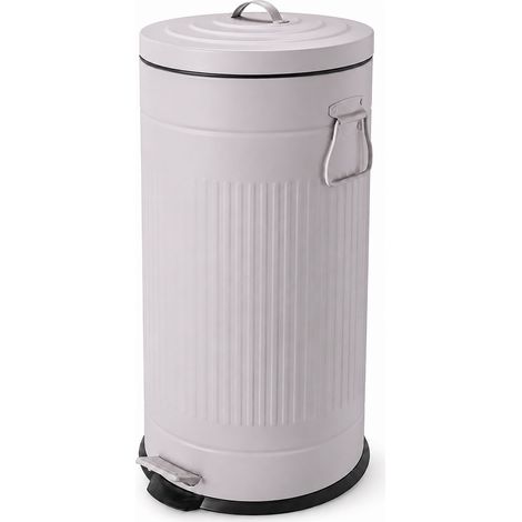 Relaxdays Poubelle 30 l, cuisine, seau intérieur amovible, pédale, Softclose, métal, poubelle à pédale rétro, grise (1/5)