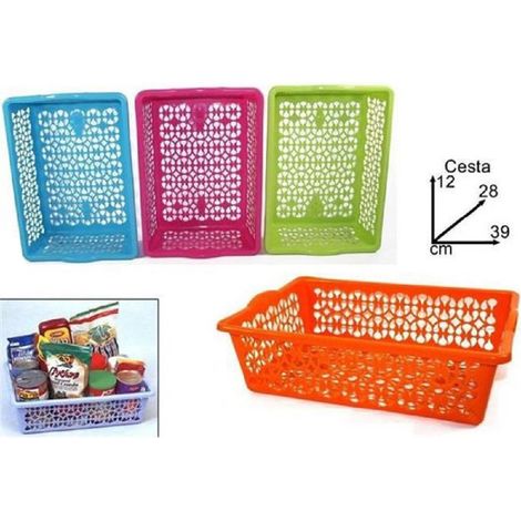 TrAdE Shop Traesio - Cesta Rettangolare In Plastica 39x28x12cm Contenitore Recipiente Oggetti Bucato -