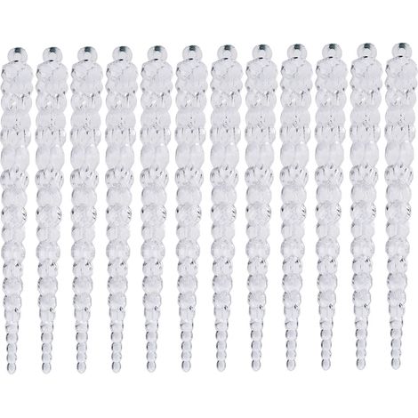 Lot de 12 décorations suspendues en acrylique forme de glaçon 14,8 cm pour sapin de Noël, fête, mariage, festival (1/5)
