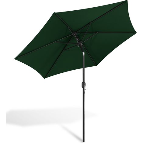 2.7m parasol parapluie de jardin hydrofuge avec manivelle jardin UV40+ balcon extérieur, vert, 2.7m (1/5)
