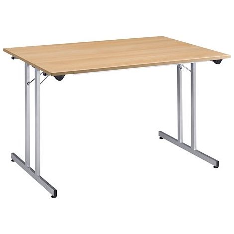 Table multi-usages pliante chêne L 120 x P 80 cm - piètement aluminium - Maxiburo