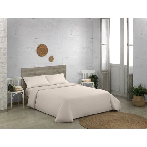 Juego de funda nórdica de algodón orgánico color natural. Acabado en vainica. Cama de 105 cm. 3 piezas (1/4)