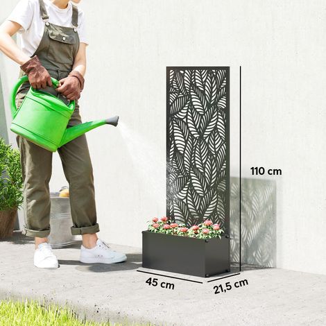 Jardinière avec treillis bac à fleurs brise vue pour plantes grimpantes métal 45 x 21 5 x 110 cm noir (1/5)