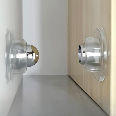 Short magnetic doorstops – No drilling required, strong magnets, silicone plug, transparent, 1 per pack (1/5)