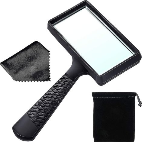 Loupe de poche 5x, loupe rectangulaire de 9,6 x 4,8 cm, résistante aux rayures (1/5)