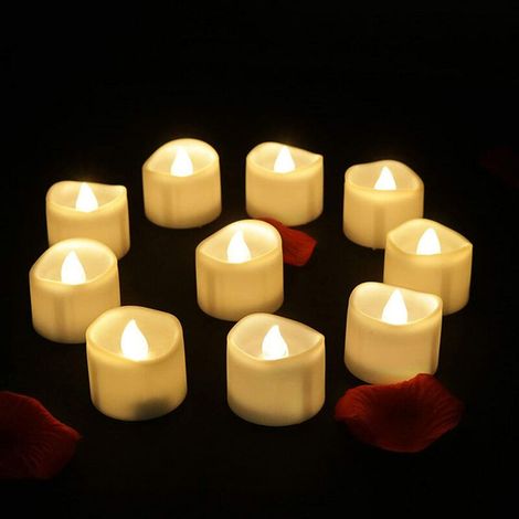 Set mit 24 LED-Kerzen mit Timer, flammenlose Teelichtkerze, Kunstkerze, flackernde elektrische Kerze, LED-Kerze für Weihnachten, Ostern, Schlafzimmer, Hochzeit, Warmweiß [Energieklasse A++] [Energiekl (1/5)
